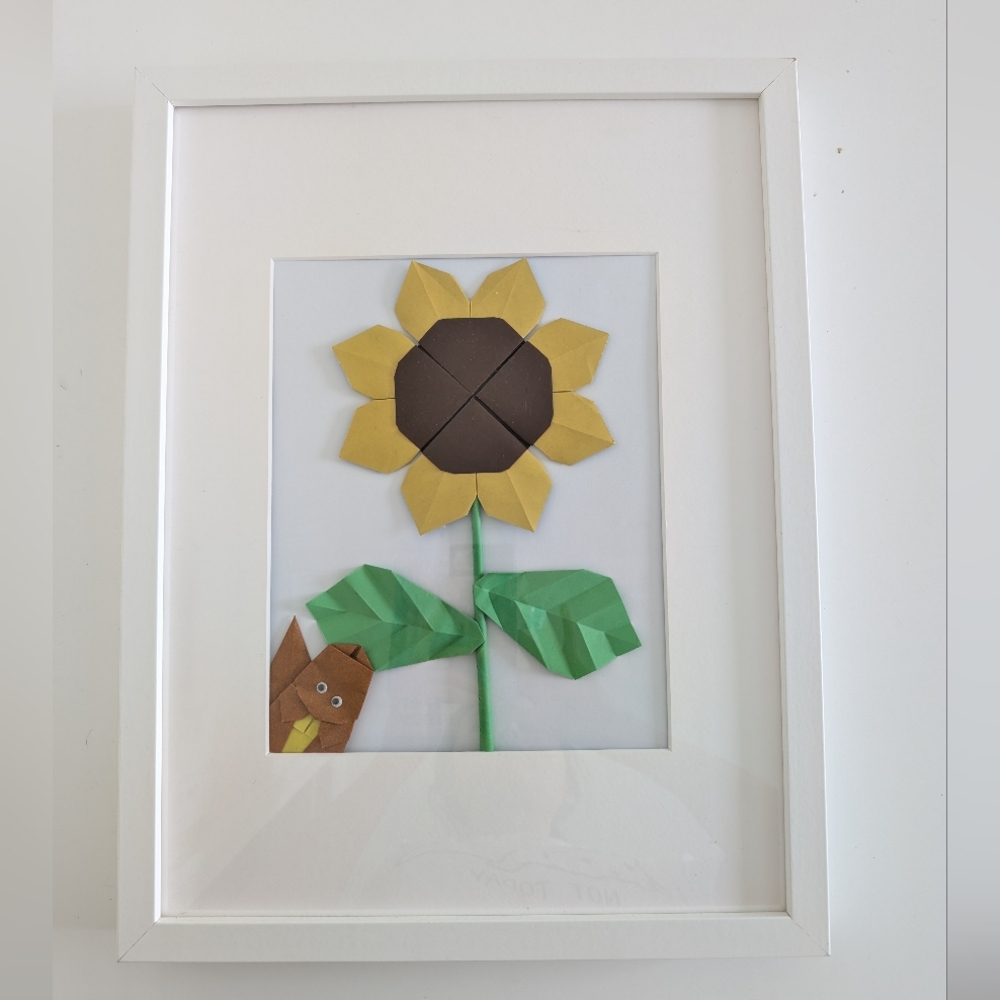 Framed Origami Sunflower Art